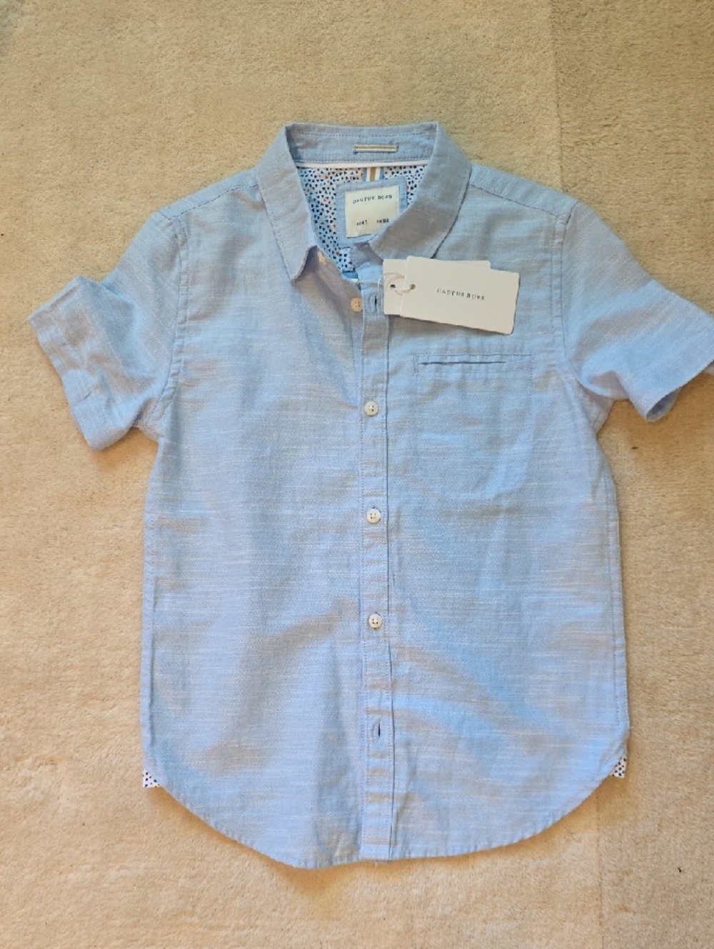 Cactus boys Light Blue Short Sleeve Button-Down Shirt